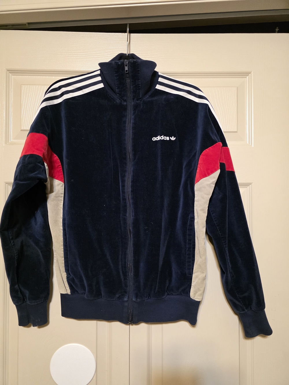 adidas Navy Velvet Track Jacket with Red and Cream Panels
